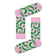 Happy Socks Tagessocke Crew Zigzag pink/grün - 1 Paar