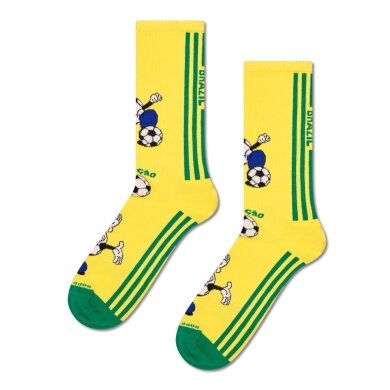 Happy Socks Tagessocke Crew Team Brazil Football Sneaker gelb/grün - 1 Paar