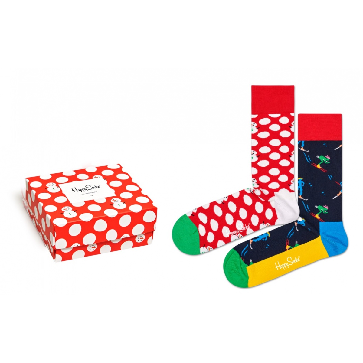 Happy Socks Tagessocke Crew Christmas (Schneemann & Ski) Geschenkbox