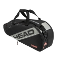 Head Tennis-Racketbag Team Racquet Bag M (Schlägertasche, 2 Hauptfächer) 2024 schwarz/grau 6er