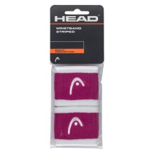 Head Schweissband Striped Handgelenk pink/weiss - 2 Stück