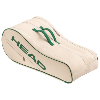 Head Tennis-Racketbag Pro Arthur Ashe Racquet Bag L (Schlägertasche, 2 Hauptfächer) beige/grün 9er