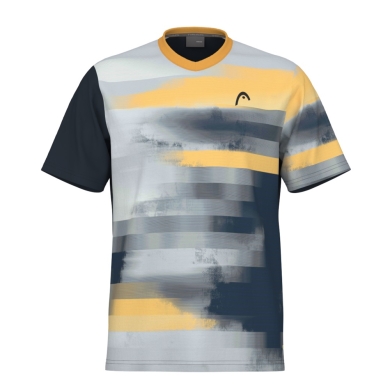 Head Tennis-Tshirt Topspin 2024 (V-Ausschnitt) navyblau/grau/gelb Herren