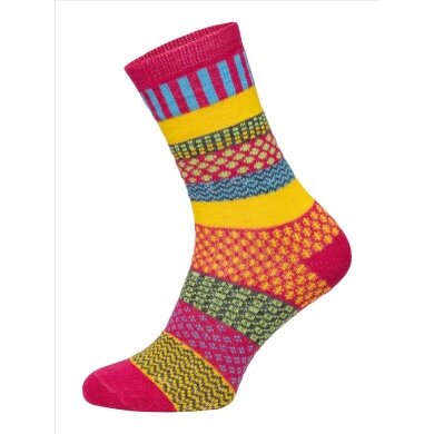 HomeOfSocks Wollsocken Hygge mehrfarbig pink/gelb - 1 Paar