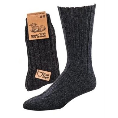 HomeOfSocks Wollsocken 100% Virgin Wool grau - 1 Paar