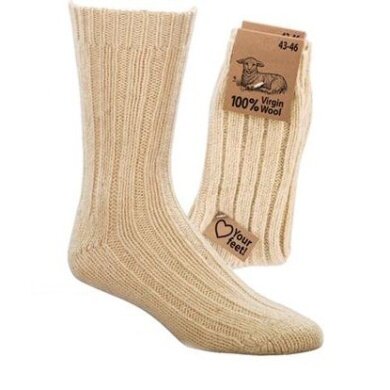 HomeOfSocks Wollsocken 100% Virgin Wool weiss - 1 Paar