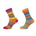 HomeOfSocks Wollsocken Hygge mehrfarbig orange/pink - 2 Paar