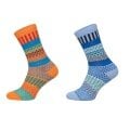 HomeOfSocks Wollsocken Hygge mehrfarbig orange/blau - 2 Paar
