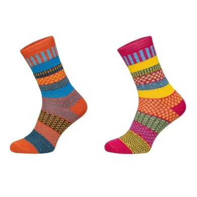 HomeOfSocks Wollsocken Hygge mehrfarbig pink/orange/blau - 2 Paar