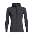 Icebreaker Wander-/Freizeitjacke Descender Zip Hood Jet (Merinowolle, atmungsaktiv) grau/schwarz Herren