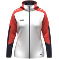JAKO Kapuzenjacke Dynamic (Polyester-Fleece, Seitentaschen mit Reißverschluss) weiss/coralrot/marineblau Damen