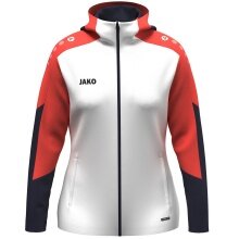 JAKO Kapuzenjacke Dynamic (Polyester-Fleece, Seitentaschen mit Reißverschluss) weiss/coralrot/marineblau Damen