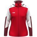JAKO Kapuzenjacke Dynamic (Polyester-Fleece, Seitentaschen mit Reißverschluss) rot/weiss/dunkelrot Damen