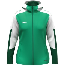 JAKO Kapuzenjacke Dynamic (Polyester-Fleece, Seitentaschen mit Reißverschluss) grün/weiss/dunkelgrün Damen