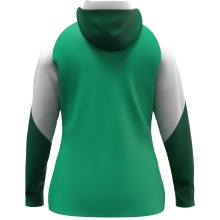 JAKO Kapuzenjacke Dynamic (Polyester-Fleece, Seitentaschen mit Reißverschluss) grün/weiss/dunkelgrün Damen
