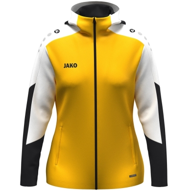 JAKO Kapuzenjacke Dynamic (Polyester-Fleece, Seitentaschen mit Reißverschluss) gelb/weiss/schwarz Damen