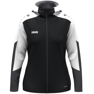 JAKO Kapuzenjacke Dynamic (Polyester-Fleece, Seitentaschen mit Reißverschluss) schwarz/weiss/anthrazitgrau Damen