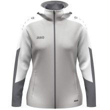 JAKO Kapuzenjacke Dynamic (Polyester-Fleece, Seitentaschen mit Reißverschluss) hellgrau/weiss/grau Damen