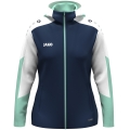 JAKO Kapuzenjacke Dynamic (Polyester-Fleece, Seitentaschen mit Reißverschluss) marineblau/weiss/mintgrün Damen