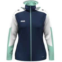 JAKO Kapuzenjacke Dynamic (Polyester-Fleece, Seitentaschen mit Reißverschluss) marineblau/weiss/mintgrün Damen