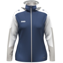 JAKO Kapuzenjacke Dynamic (Polyester-Fleece, Seitentaschen mit Reißverschluss) nachtblau/weiss/hellgrau Damen