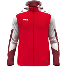 JAKO Kapuzenjacke Dynamic (Polyester-Interlock-Fleece, Seitentaschen mit Reißverschluss) rot/weiss/dunkelrot Kinder