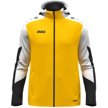 JAKO Kapuzenjacke Dynamic (Polyester-Interlock-Fleece, Seitentaschen mit Reißverschluss) gelb/weiss/schwarz Herren