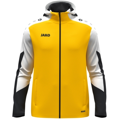 JAKO Kapuzenjacke Dynamic (Polyester-Interlock-Fleece, Seitentaschen mit Reißverschluss) gelb/weiss/schwarz Herren