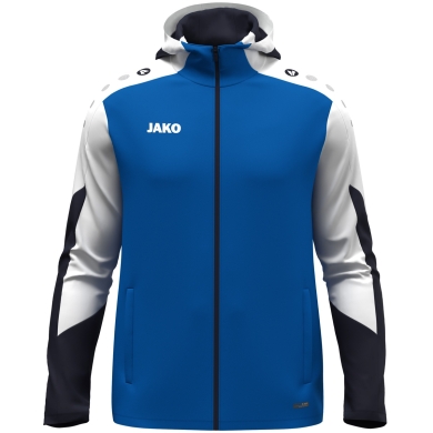 JAKO Kapuzenjacke Dynamic (Polyester-Interlock-Fleece, Seitentaschen mit Reißverschluss) royalblau/weiss/marineblau Kinder