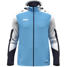 JAKO Kapuzenjacke Dynamic (Polyester-Interlock-Fleece, Seitentaschen mit Reißverschluss) himmelblau/weiss/marineblau Kinder