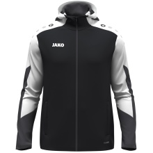 JAKO Kapuzenjacke Dynamic (Polyester-Interlock-Fleece, Seitentaschen mit Reißverschluss) schwarz/weiss/anthrazitgrau Kinder