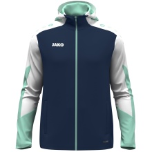 JAKO Kapuzenjacke Dynamic (Polyester-Interlock-Fleece, Seitentaschen mit Reißverschluss) marineblau/weiss/mintgrün Kinder