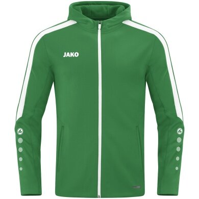 JAKO Kapuzenjacke Power (Polyester-Fleece, Seitentaschen mit Reißverschluss) grün Kinder
