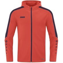 JAKO Kapuzenjacke Power (Polyester-Fleece, Seitentaschen mit Reißverschluss) orange/marineblau Kinder