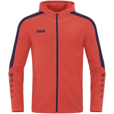 JAKO Kapuzenjacke Power (Polyester-Fleece, Seitentaschen mit Reißverschluss) orange/marineblau Herren