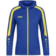 JAKO Kapuzenjacke Power (Polyester-Fleece, Seitentaschen mit Reißverschluss) royalblau/gelb Damen