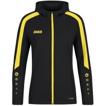 JAKO Kapuzenjacke Power (Polyester-Fleece, Seitentaschen mit Reißverschluss) schwarz/gelb Damen