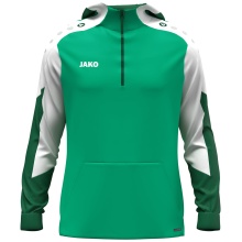 JAKO Kapuzenpullover mit Half-Zip Dynamic (100% rec. Polyester) grün/weiss/dunkelgrün Kinder