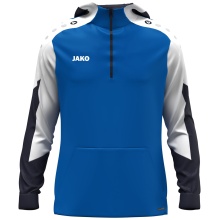 JAKO Kapuzenpullover mit Half-Zip Dynamic (100% rec. Polyester) royalblau/weiss/marineblau Kinder