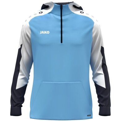 JAKO Kapuzenpullover mit Half-Zip Dynamic (100% rec. Polyester) himmelblau/weiss/marineblau Herren