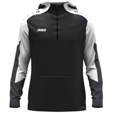 JAKO Kapuzenpullover mit Half-Zip Dynamic (100% rec. Polyester) schwarz/weiss/anthrazitgrau Kinder