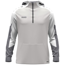 JAKO Kapuzenpullover mit Half-Zip Dynamic (100% rec. Polyester) hellgrau/weiss/grau Kinder