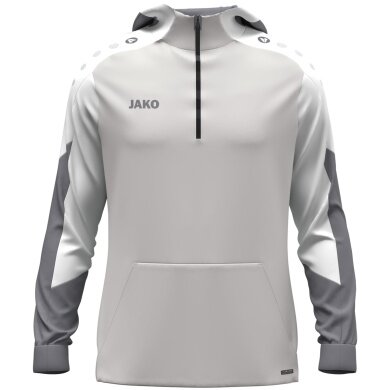 JAKO Kapuzenpullover mit Half-Zip Dynamic (100% rec. Polyester) hellgrau/weiss/grau Kinder