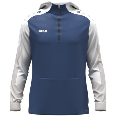 JAKO Kapuzenpullover mit Half-Zip Dynamic (100% rec. Polyester) nachtblau/weiss/hellgrau Kinder