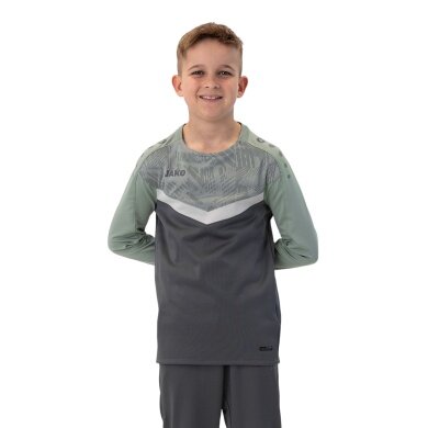 JAKO Sport-Langarmshirt Sweat Iconic (Polyester-Stretch-Fleece) anthrazitgrau/mintgrün Kinder