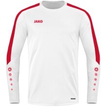 JAKO Sport-Langarmshirt Sweat Power (rec. Polyester, hohe Bewegungsfreiheit) weiss/rot Kinder