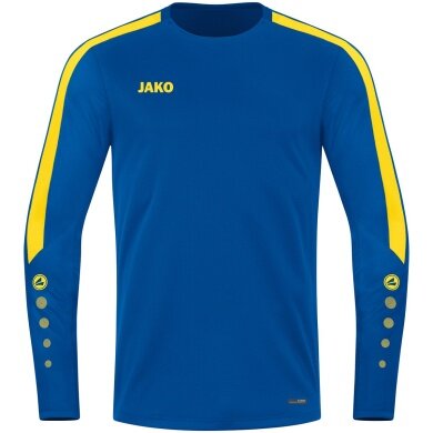 JAKO Sport-Langarmshirt Sweat Power (rec. Polyester, hohe Bewegungsfreiheit) royalblau/gelb Herren