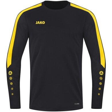 JAKO Sport-Langarmshirt Sweat Power (rec. Polyester, hohe Bewegungsfreiheit) schwarz/gelb Herren