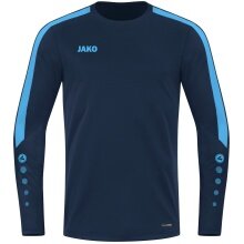 JAKO Sport-Langarmshirt Sweat Power (rec. Polyester, hohe Bewegungsfreiheit) marineblau/skyblau Herren
