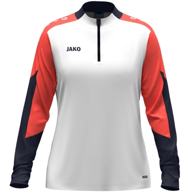JAKO Langarmshirt Ziptop Dynamic (rec. Polyester, elastisches Material) weiss/coralrot/marineblau Damen